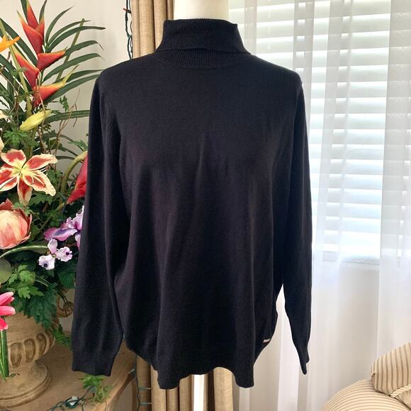 Calvin Klein Plus Size Turtleneck Sweater in Black - Picture 1 of 9